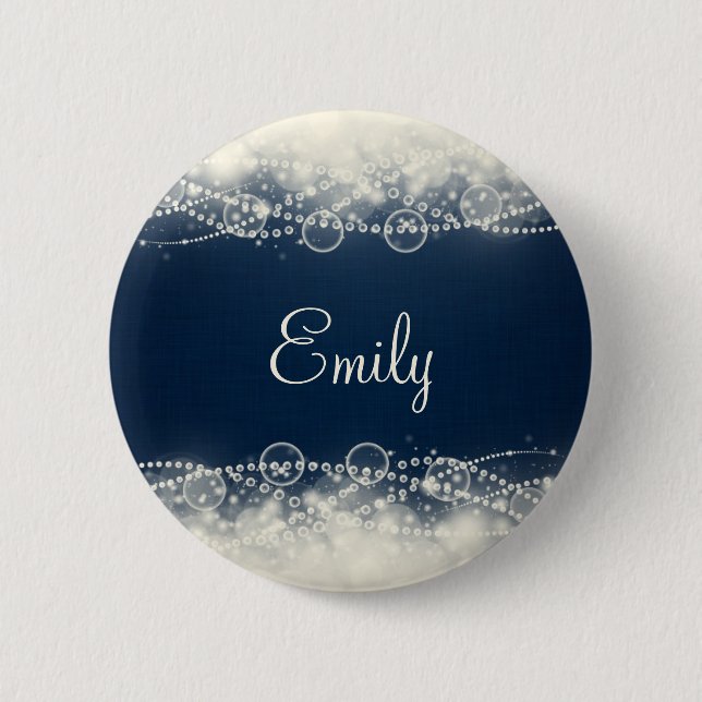 Personalised Elegant Abstract Lace and Pearls 6 Cm Round Badge (Front)