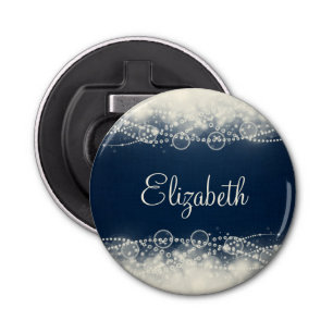 Personalised Elegant Abstract Lace and Pearls Bottle Opener