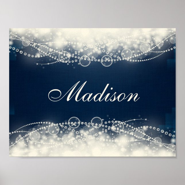 Personalised Elegant Abstract Lace and Pearls Poster (Front)