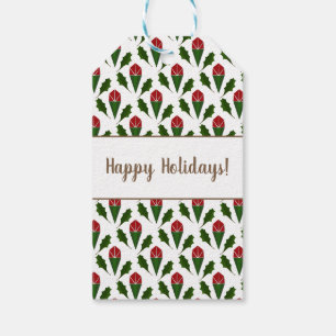 Personalised Elegant Abstract Red Roses & Holly Gift Tags