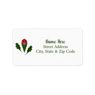 Personalised Elegant Abstract Red Roses, Holly Label