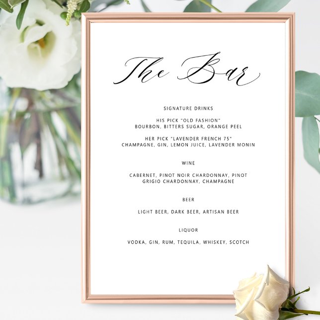 Personalised Elegant Bar Menu Wedding Drinks Sign (Creator Uploaded)