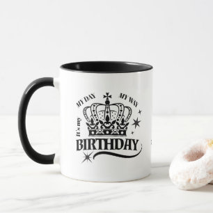 Personalised Elegant Birthday Crown Typography Mug