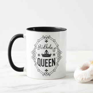 Personalised Elegant Birthday Queen Typography Mug