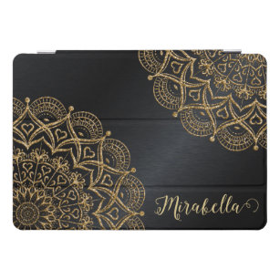 Personalised Elegant Black and Gold Mandala iPad Pro Cover