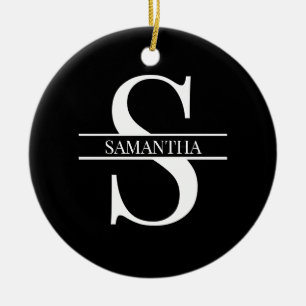 Personalised Elegant Black and White Ceramic Ornament