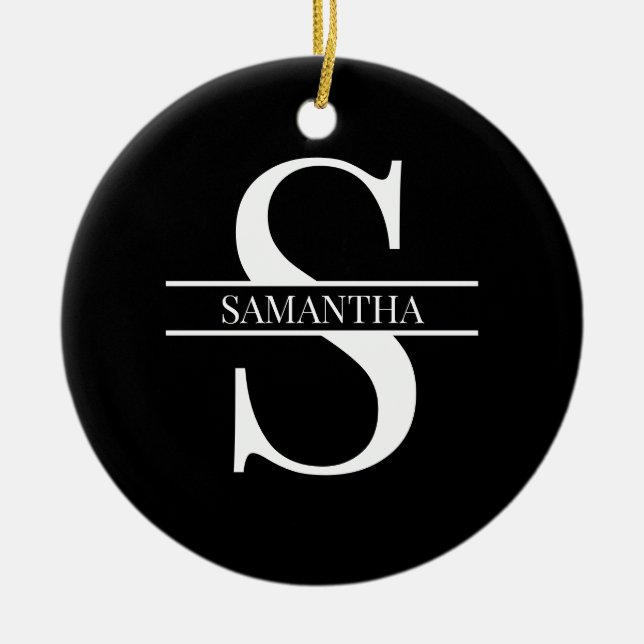 Personalised Elegant Black and White Ceramic Ornament (Front)