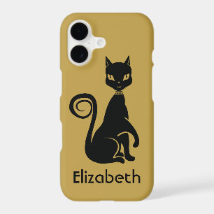 Personalised Elegant Black Cat on Gold Background