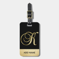 Personalised Elegant Black Gold Monogram Letter K