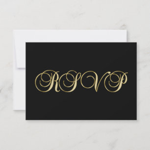 Personalised Elegant Black Gold RSVP Wedding Card