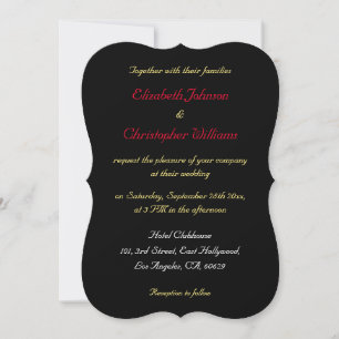 Personalised Elegant Black Gold Silver Wedding Invitation
