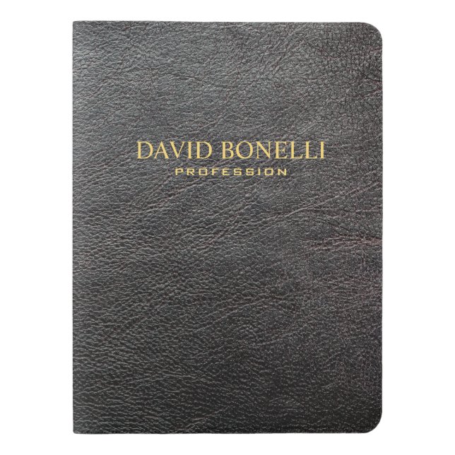 Personalised Elegant Black Leather Masculine Extra Large Moleskine Notebook (Front)