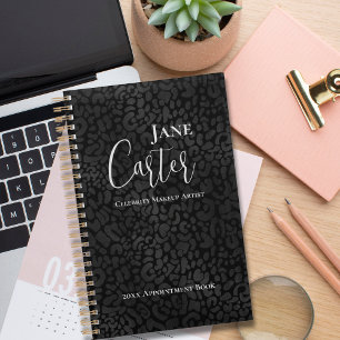Personalised Elegant Black Leopard Makeup Artist Planner