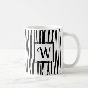 Personalised Elegant Black Script Monogram White Coffee Mug