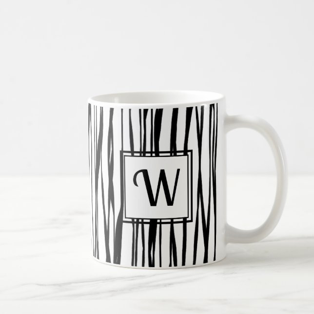 Personalised Elegant Black Script Monogram White Coffee Mug (Right)