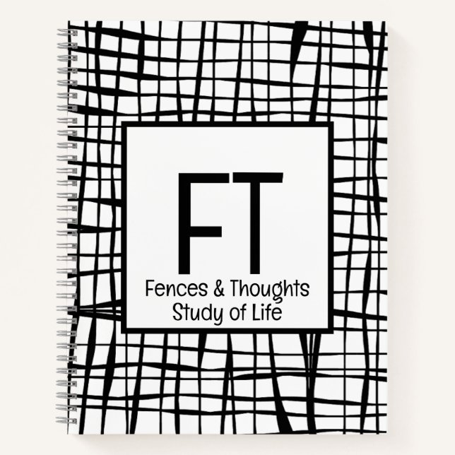 Personalised Elegant Black White Abstract Line Art Notebook (Front)