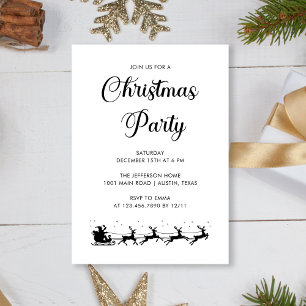 Personalised Elegant Black & White Christmas Party Invitation