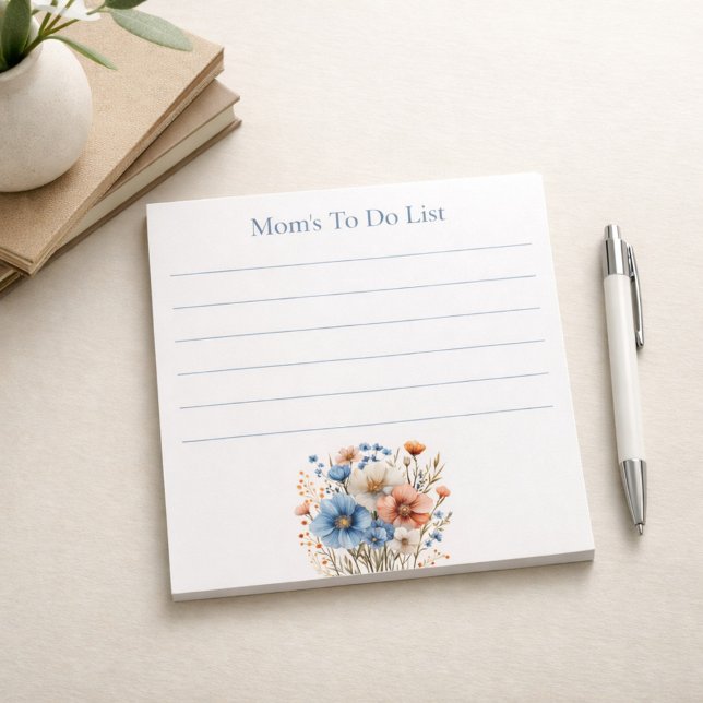 Personalised Elegant Blue Floral To-Do List Notepad (Creator Uploaded)