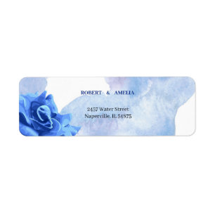 Personalised Elegant Blue Flower Return Address Return Address Label