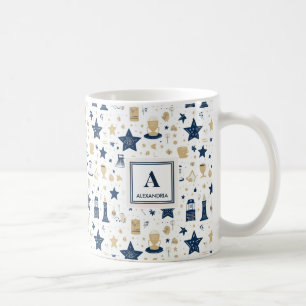 Personalised Elegant Blue & Gold Stars Pattern(12) Coffee Mug