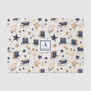Personalised Elegant Blue & Gold Stars Pattern (7) Tissue Paper