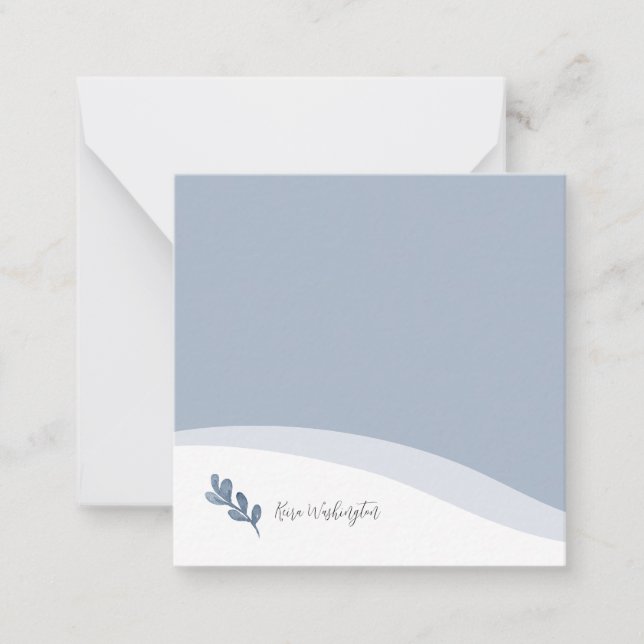 Personalised Elegant Blue Leaf Card (Front)