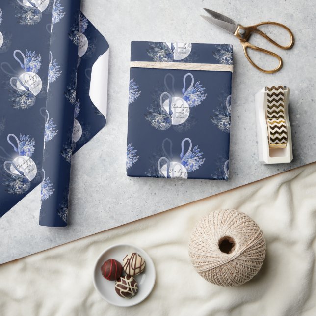 Personalised Elegant Blue Swans Wrapping Paper (Crafts)