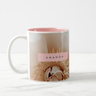 Personalised Elegant Blush Peony Floral Art Two-Tone Coffee Mug