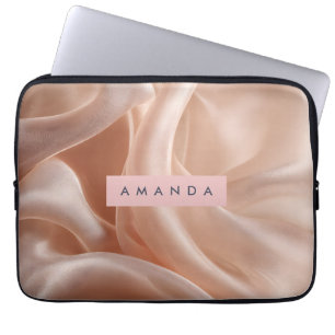 Personalised Elegant Blush Silk Texture Laptop Sleeve