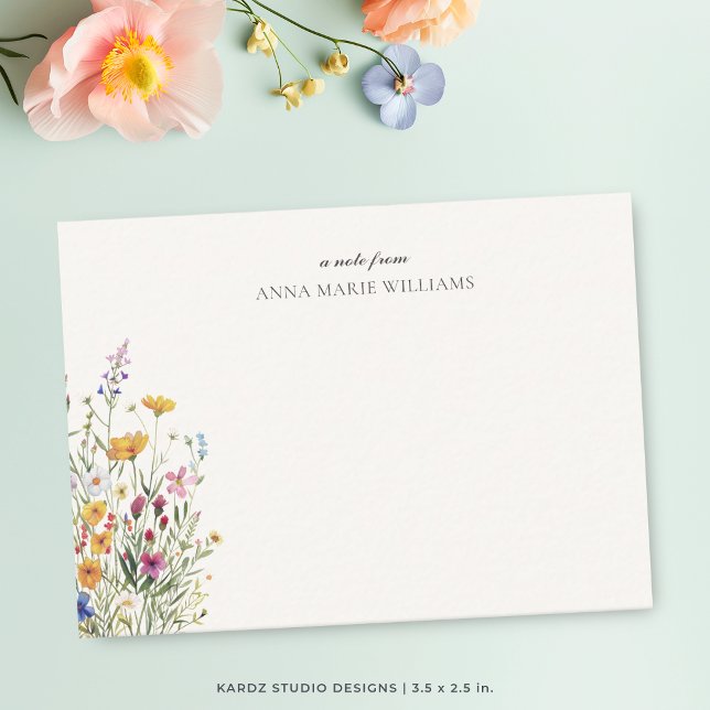 Personalised Elegant Boho Chic Note Card (Personalized stationery, floral notecards. Please note that cropping may result in some sizes.)
