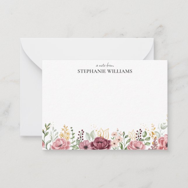 Personalised Elegant Boho Chic Note Card (Front)