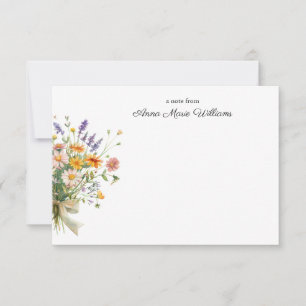 Personalised Elegant Boho Wildflower Note Card