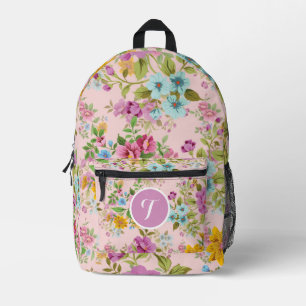Personalised Elegant Boho  Wildflower Printed Backpack