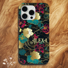 Personalised Elegant Bold Floral with Gold Accents