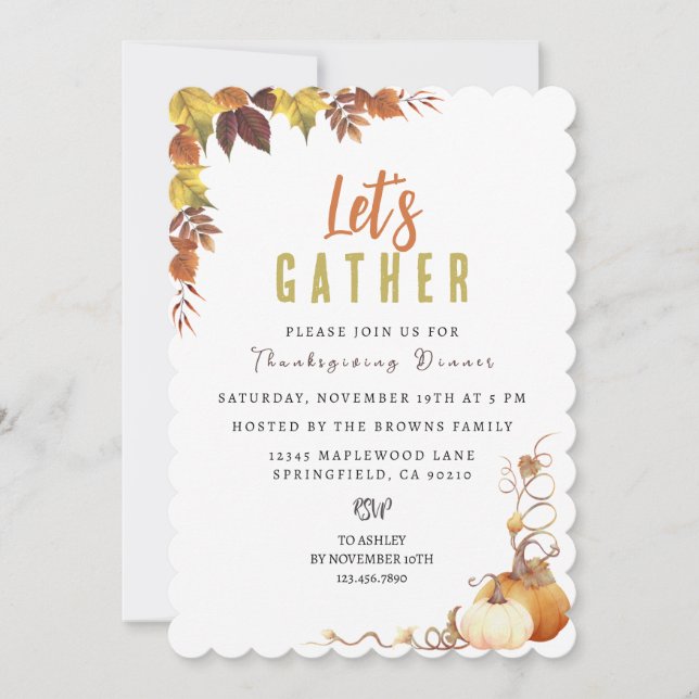 Personalised Elegant Botanical Thanksgiving Invitation (Front)