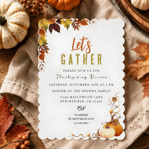 Personalised Elegant Botanical Thanksgiving Invitation