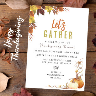 Personalised Elegant Botanical Thanksgiving Invitation