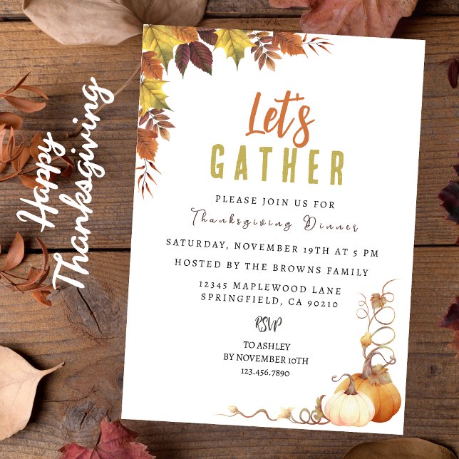 Personalised Elegant Botanical Thanksgiving Invitation (Creator Uploaded)