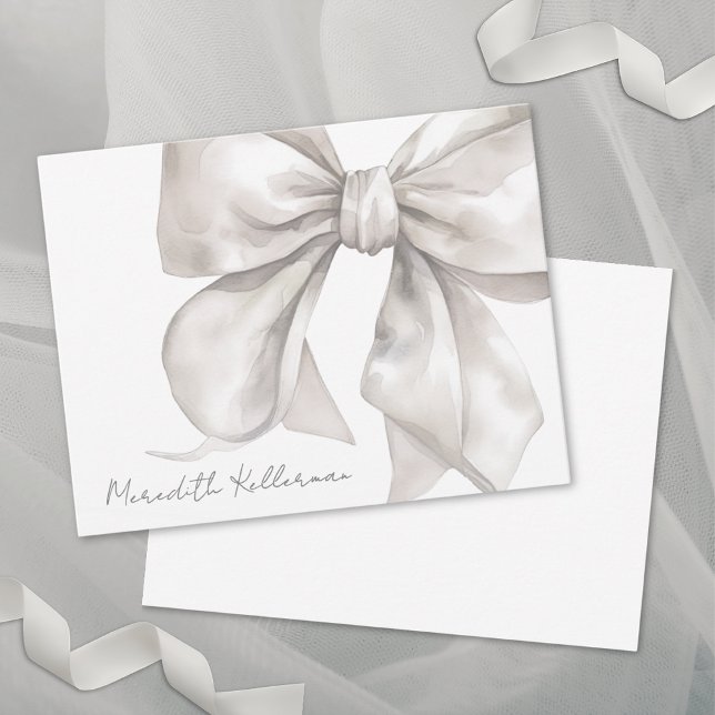 Personalised Elegant Bow Name Monogram Card (Personalized Elegant Bow Name Monogram Note Card)