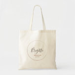 Personalised elegant bridesmaid wedding gifts tote bag<br><div class="desc">Personalised tote bags sophisticated wedding favours Elegant white Gold Wedding Custom Script Bridesmaid Wedding Gifts Favours. Personalise this modern template adding your names, date and personalised message in beautiful script calligraphy font. This tote bag design featuring gold metallic faux foil texture on white marble background, and intricated shimmer geometric floral...</div>