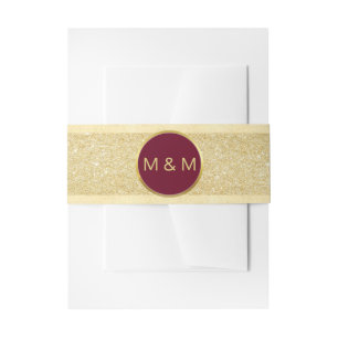 Personalised Elegant Burgundy Gold Glitter Wedding Invitation Belly Band