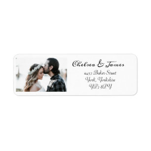 Personalised Elegant Calligraphy Photo Return  Address Label