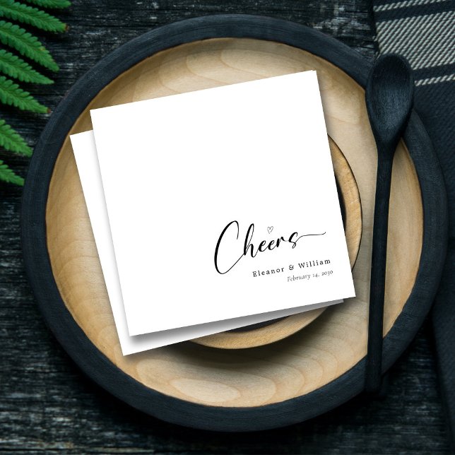 Personalised Elegant Cheers Hand-Lettering Wedding Napkin (Personalized Elegant Cheers Hand-Lettering Wedding Napkins)