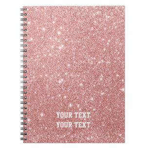 Personalised Elegant Chic Faux Glitter Rose Gold Notebook
