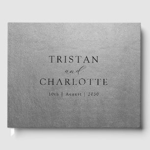 Personalised Elegant Chic Silver Guest Book