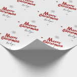 Personalised Elegant Christmas Name Wrapping Paper<br><div class="desc">Make your gift special with stylish wrapping paper. Elegant Design with Red Glitter Lettering,  Lovely Stars and Silver Glitter Snowflakes on White Background. Personalise with your desired text.</div>