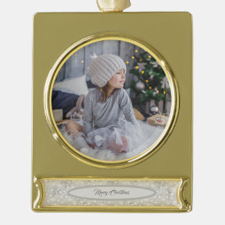 Personalised Elegant Christmas Pattern Gold Plated Banner Ornament