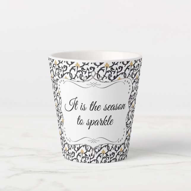Personalised Elegant Christmas Pattern Latte Mug (Front)