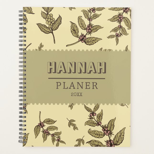 Personalised elegant classic and rustic green lap  planner (Front)