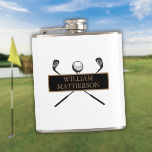 Personalised Elegant Classic Gold and Black Hip Flask